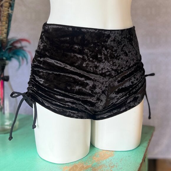 Black Velvet Cinch Shorts - New - Warrior Within Designs - Picture 3 of 3